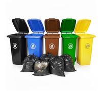 Curvaso Wheelie Bin 120L Large Outdoor Waste Container | Heavy Duty Rubbish Dustbin for Household, Garden Workplace Weatherproof Lid & Rubber Wheels Yellow