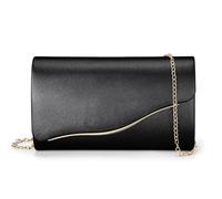 CurvChic Clutch Purses for Women Saffiano PU Leather Evening Bag Formal Crossbody Cocktail Handbag for Wedding Guest, Prom, Black