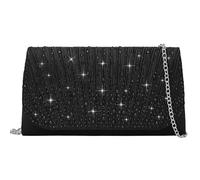 CurvChic Women Evening Bag Clutch Rhinestone Envelope Party Handbag Bridal Prom Purse, Black Envelope