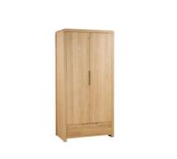 Curve - 2 Door Combination Wardrobe - Oak - Wooden - Happy Beds