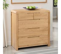 Julian Bowen Curve 5 Drawer Oak Chest of Drawers - Wood - Wilko