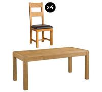 Curve 6-8 Seater Oak Extending Dining Set - 4 Ladder Back Dining Chair