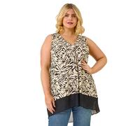 Curve Animal Print Chiffon Hem Vest Top Roman Black 22-24