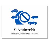 Curve Area - Keep Free - No Parking on the Edge - Sticker A4: 297 x 210 mm - With Graphic and Text