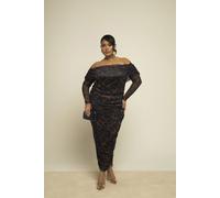 Curve Bardot Leopard Print Ruched Midaxi Dress FASHION-SZN Brown 16