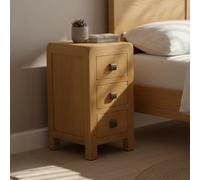 Curve Bedside Cabinet - 3 Drawer Compact - Oak