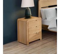 Curve Bedside Cabinet - 3 Drawer - Small - Oak
