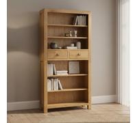 Curve Bookcase - 2 Drawer Tall - Oak
