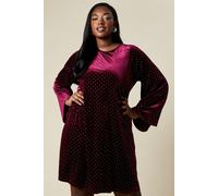 Dorothy Perkins Women's Curve Bow Back Swing Mini Dress Velvet Diamante in Berry | Size: 20 Dorothy Perkins Berry 20