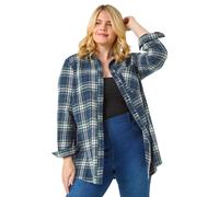 Curve Check Print Button Cotton Shirt Roman Navy 18