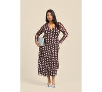 Curve Chocolate Polka Dot Wrap Over Tie Side Midaxi Dress FASHION-SZN Brown 16