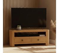 Curve Corner TV Unit - 2 Drawer - Oak