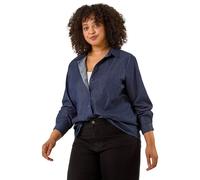 Curve Cotton Button Blouse Roman Blue 30-32