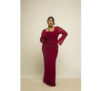 Curve Cowl Neck Burgundy Mesh Dress FASHION-SZN Burgundy 20