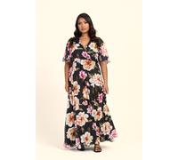 Curve Dark Floral Angel Sleeve Maxi Dress FASHION-SZN Black 22