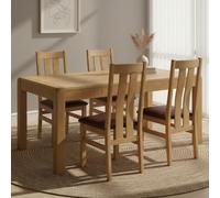 Curve Dining Set - Extending 6-8 Seater - 140cm-180cm - Oak - 4 Arizona Slatted Back Dining Chair