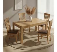 Curve Dining Set - Extending 6-8 Seater - 140cm-180cm - Oak - 4 Toulouse Slatted Back Dining Chair