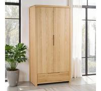 Curve Double Wardrobe - 2 Door - 1 Drawer - Oak