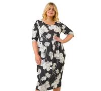 Curve Floral Print Pocket Dress Roman Black 20