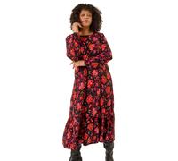 Curve Floral Print Stretch Dress Roman Red 26-28