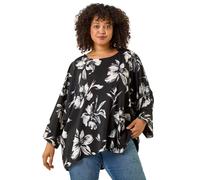Curve Floral Print Stretch Top Roman Black 22-24