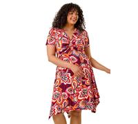 Curve Floral Print Twist Front Dress Roman Purple 16