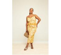 Curve Floral Printed Ruffle Sun Dress FASHION-SZN Yellow 26