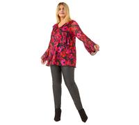 Curve Floral Ruffle Mesh Top Roman Magenta 16