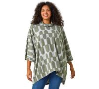 Roman Curve Animal Print Roll Neck Top for Women UK - Ladies Everyday Autumn Winter Comfy Soft Evening Vacation Work Party Night Out - Khaki Plus - Size 20