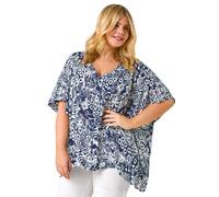 Curve Ikat Print Asymmetric Blouse Roman Navy 22-24