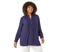 Curve Lace Trim Pintuck Blouse Roman Navy 20
