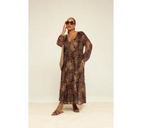 Curve Leopard Print Midaxi Smock Dress FASHION-SZN Brown 22