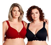 Curve Muse Lightly Padded Underwire Bra-2PK-Black,Wine-40DD