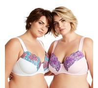 Curve Muse Minimizer Underwire Unlined Bra-2PK-Buttermilk,Orchid Tint-34DDD
