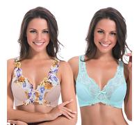 Curve Muse Minimizer Unlined Underwire Bra-2PK-Mint,Nude-44DD