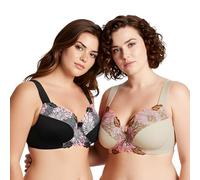 Curve Muse Minimizer Wireless Unlined Bra-2PK-Black,Nude-38DDDD