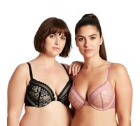 Curve Muse Push Up Add 1 Cup Halter Bras-2PK-Red Cinnabar,Black-40DD