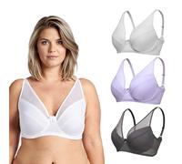 Curve Muse Underwire Full Coverage Bra-3PK-Lavender,Gray,Cream-34DD