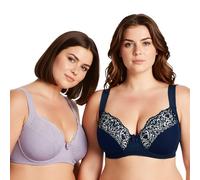 Curve Muse Unlined Underwire Lace Bra-Navy, Mauve-40DD