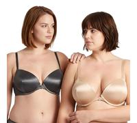 Curve Muse Women Push Up Add 1 and a Half Cup Underwire Halter Front Close Bras -2PK-Grey,Nude-44DDD (EU:100F)