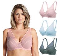 Curve Muse Women's Plus Size Minimizer Unlined Underwire Full Coverage Bra-3PK-Green,Pink,Lt Blue-36DDDD (EU:80G)