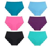 Curve Muse Women's Seamless Hipster No Show Invisible Underwear Panties-Pack E-L