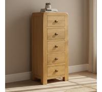 Curve Narrow Chest - 5 Drawer - Oak