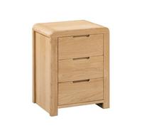 Curve Oak 3 Drawer Small Bedside Cabinet