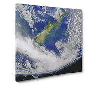 Curve of Planet Earth in Abstract Modern Canvas Wall Art Print Ready to Hang, Framed Picture for Living Room Bedroom Home Office Décor, 20x20 Inch (50x50 cm)