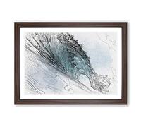 Curve of The Ocean Wave in Abstract Framed Print | A2 Walnut Framed Wall Art | Ready to Hang | Abstract Nautical Picture | Living Room Bedroom Lounge Office