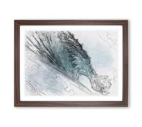 Curve Of The Ocean Wave In Abstract Modern Art Framed Print | A3 Walnut Framed Wall Art | Ready to Hang | Abstract Nautical Picture | Living Room Bedroom Lounge Office