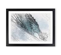 Curve Of The Ocean Wave In Abstract Modern Art Framed Wall Art Print, Ready to Hang Picture for Living Room Bedroom Home Office Décor, Black A4 (34 x 25 cm)