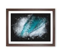 Curve Of The Ocean Wave Paint Splash Modern Art Framed Print | A2 Walnut Framed Wall Art | Ready to Hang | Modern Nautical Picture | Living Room Bedroom Lounge Office