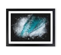 Curve Of The Ocean Wave Paint Splash Modern Art Framed Wall Art Print, Ready to Hang Picture for Living Room Bedroom Home Office Décor, Black A3 (46 x 34 cm)